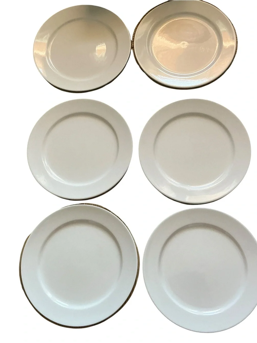 Vintage MCM Linens N Things white ceramic dinner plates set -6  10 7/8”